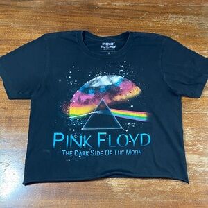 Pink Floyd Black cropped Tee T shirt prism the dark side of the moon Medium